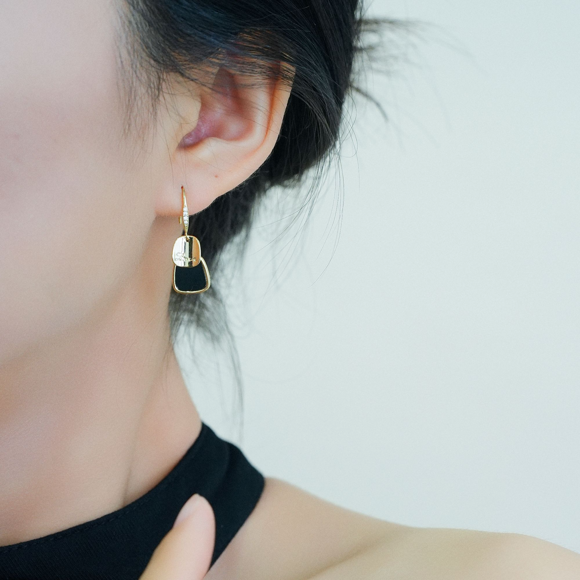 铜合金耳饰 撞色耳环轻奢高级感耳坠2025新款耳钉小众气质耳钩款