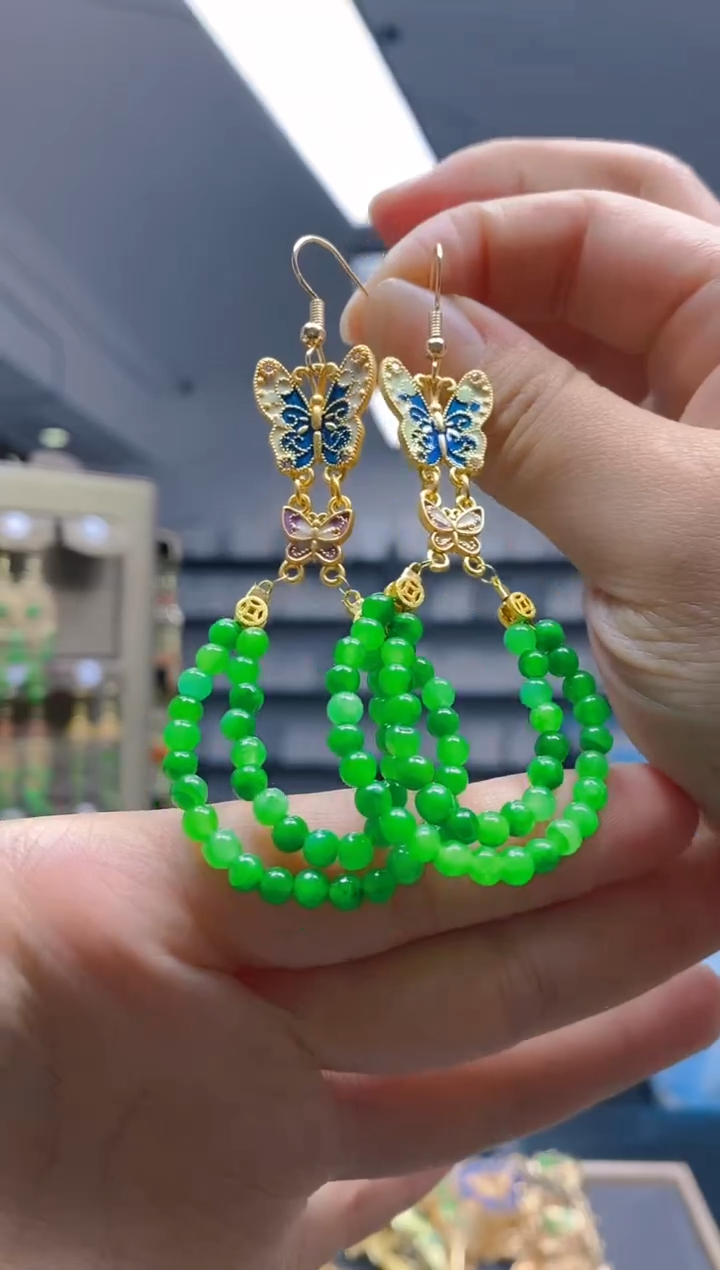 【闪购商品】翡翠耳饰合金091翡翠耳钩