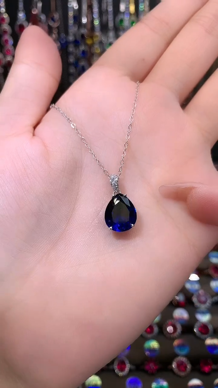 【闪购商品】蓝宝石吊坠(赠链)银S925镶嵌银