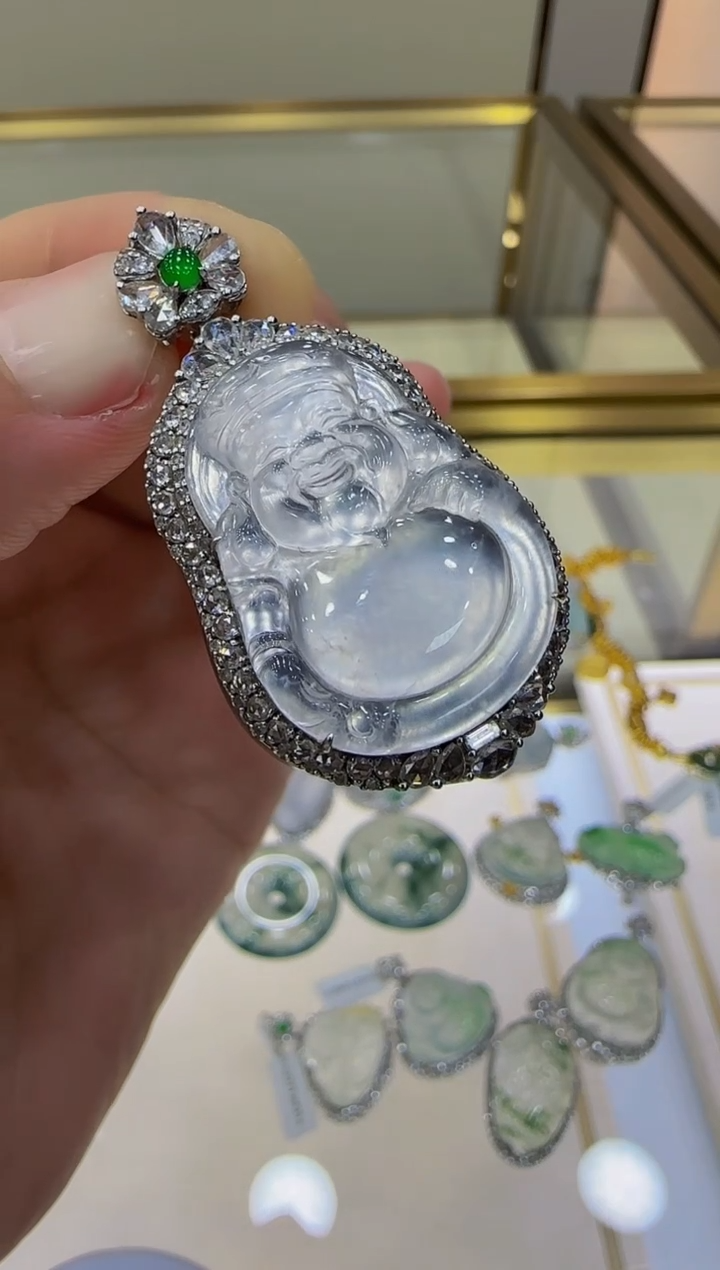 【闪购商品】翡翠吊坠(不含链)18K金镶嵌                   