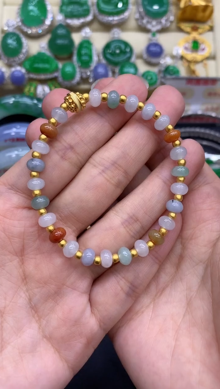 足金镶嵌手链翡翠294-中国好珍宝
