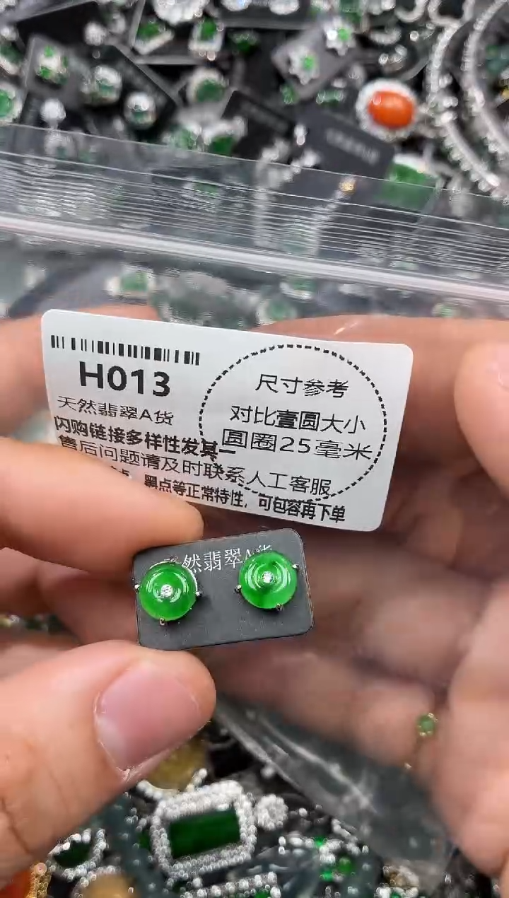 颈饰未镶嵌翡翠H013耳钉