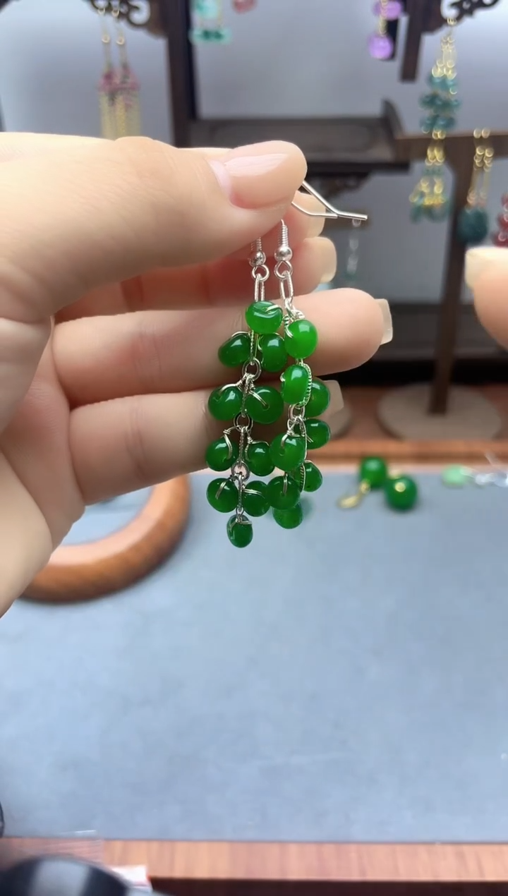 银S925镶嵌翡翠耳饰816000