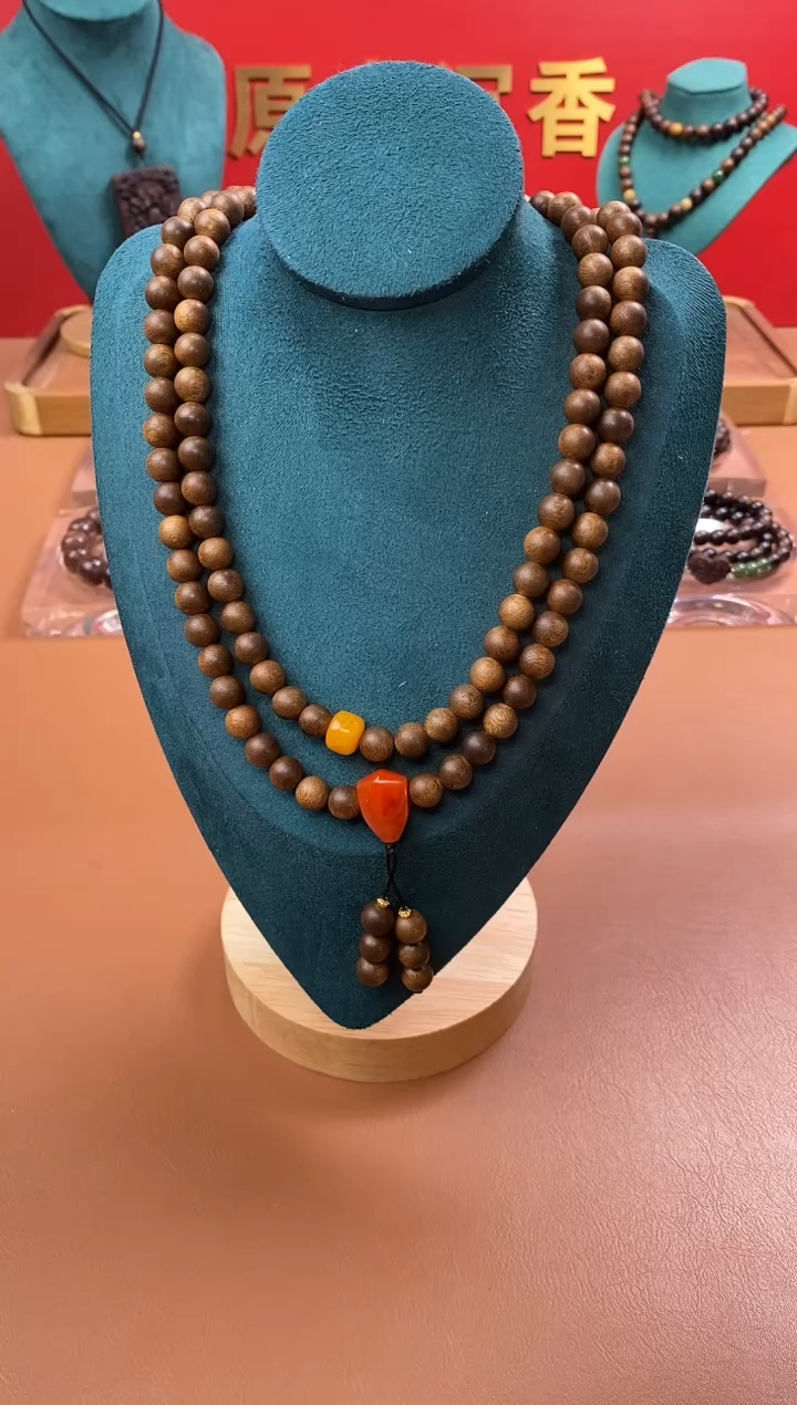 【闪购商品】沉香手串金丝结树芯黄棋08*108颗设计款