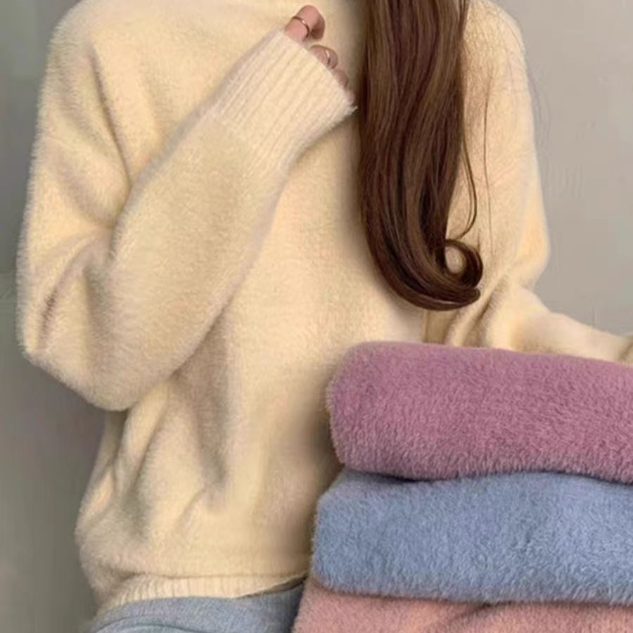 （需直播间实时下单（51-100）秋冬慵懒风软糯复古针织毛衣开