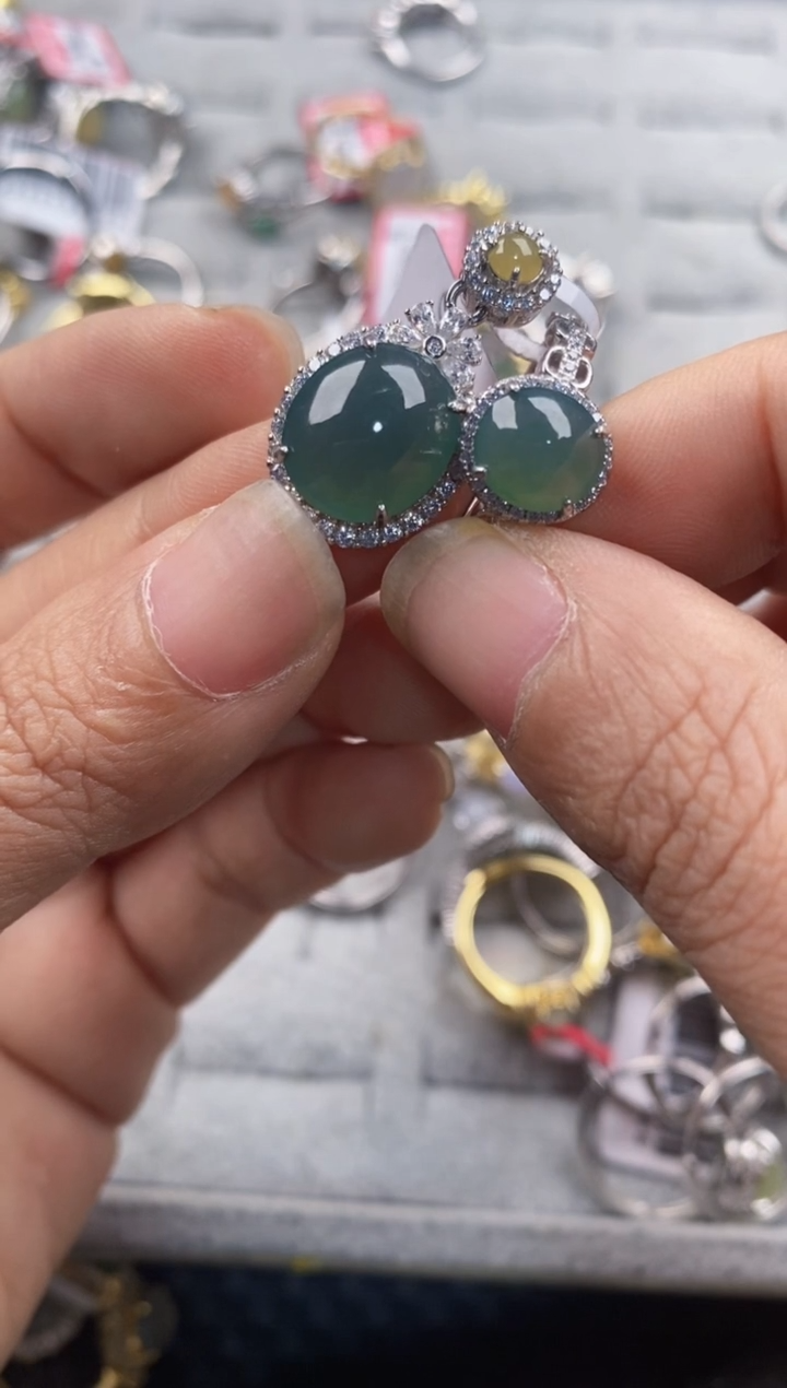 银S925镶嵌戒指翡翠1111----10