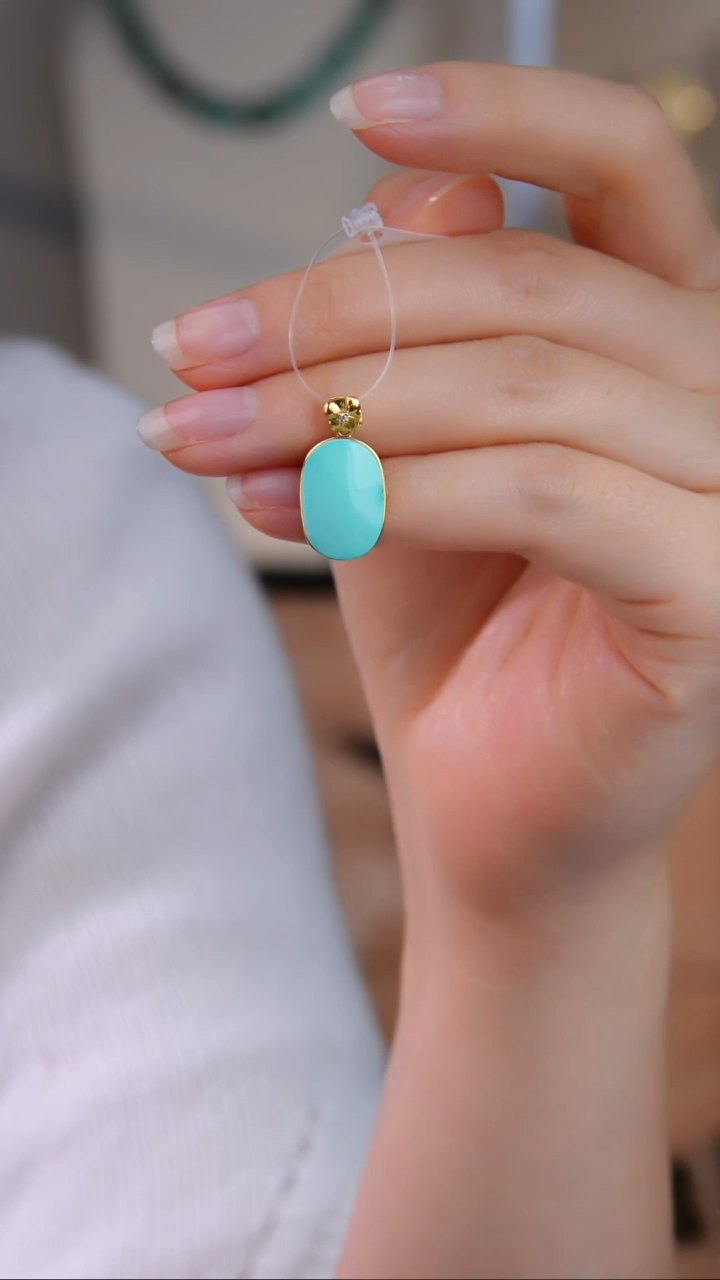 18K金镶嵌绿松石吊坠(不含链)1