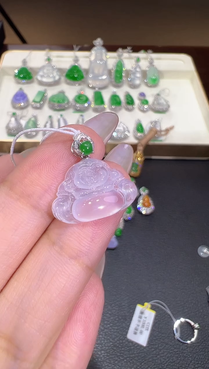 吊坠(不含链)18K金镶嵌翡翠翡翠