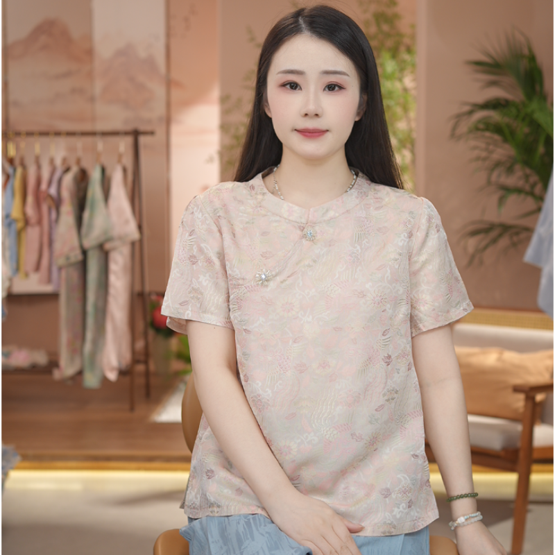 《 浅梦吟-短袖》新中式提花国风时尚休闲透气短袖