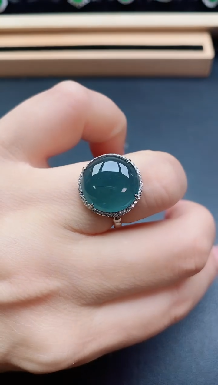 翡翠戒指银S925镶嵌1