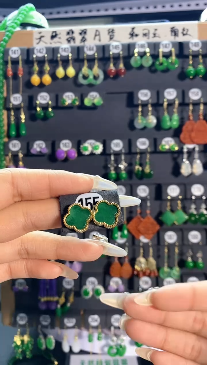 【闪购商品】翡翠耳饰银S925镶嵌155...