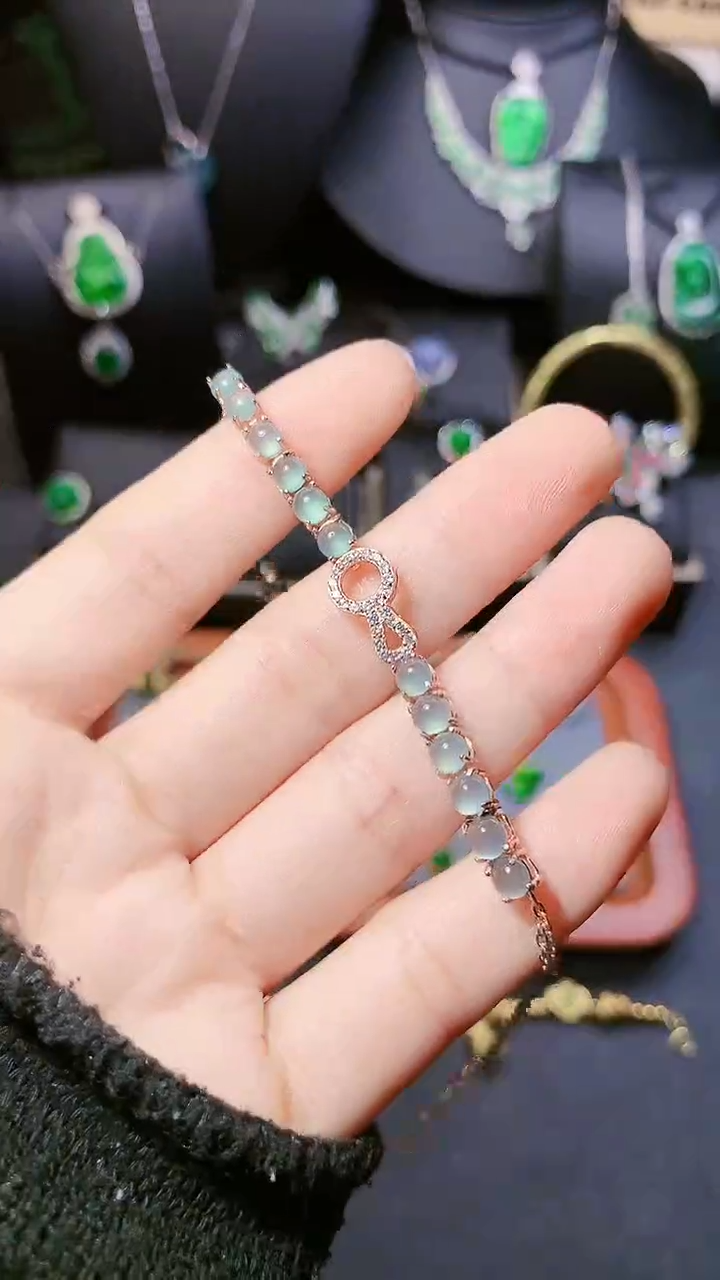 【闪购商品】翡翠手链银S925镶嵌手链