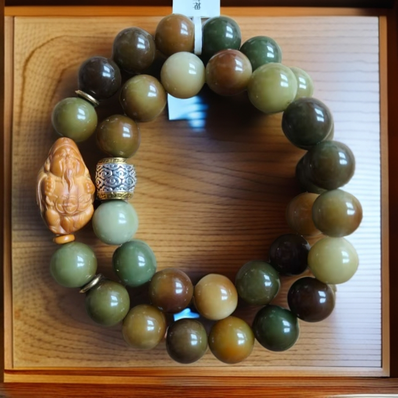 飞天菩提核雕财神双圈654（无礼盒）