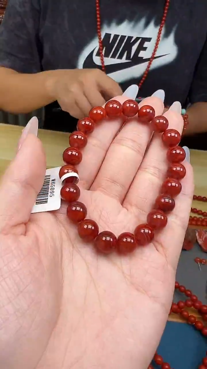 未镶嵌珠串南红玛瑙【C09】川料九口南红手串9mm+