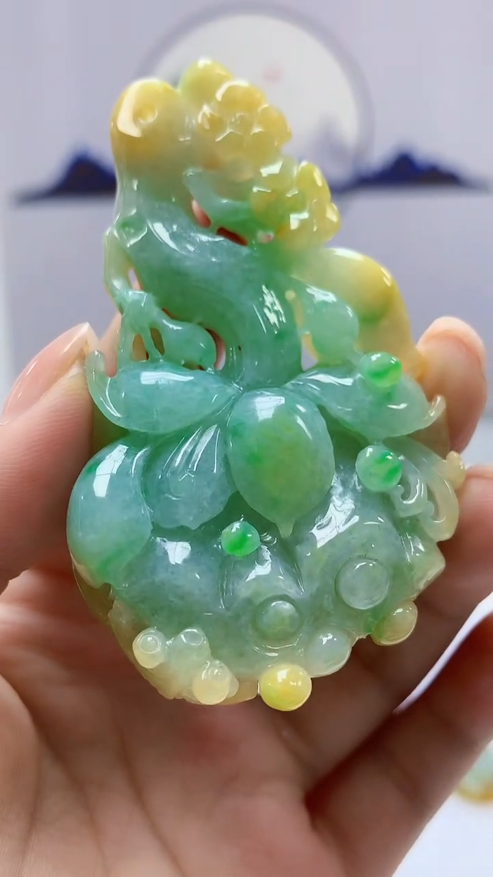 【闪购商品】定制翡翠未镶嵌4902ms-毛货126荷叶鱼