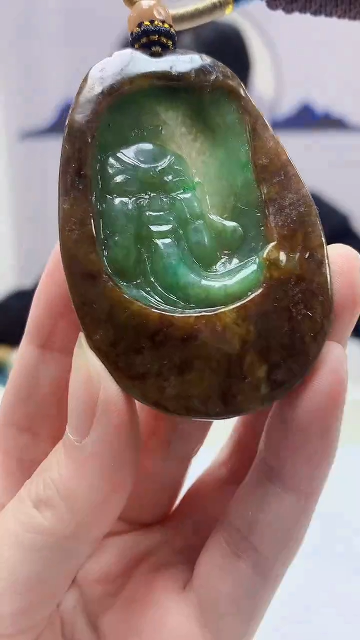 【闪购商品】定制翡翠未镶嵌4917zm-毛货挂件财神58