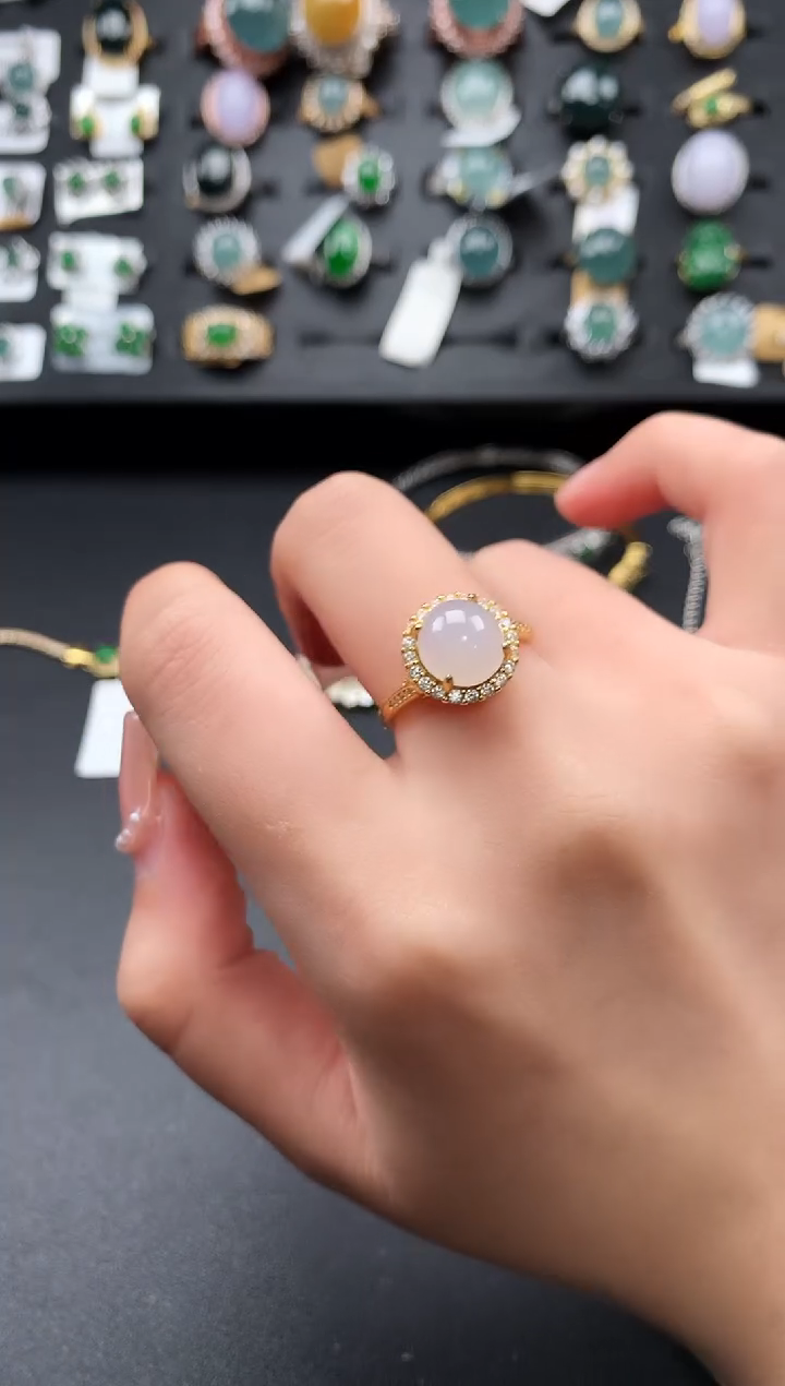 【闪购商品】翡翠戒指银S925镶嵌52141