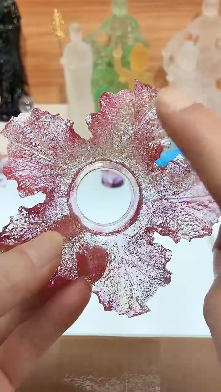 手工艺品琉璃酒红色茶漏架百财