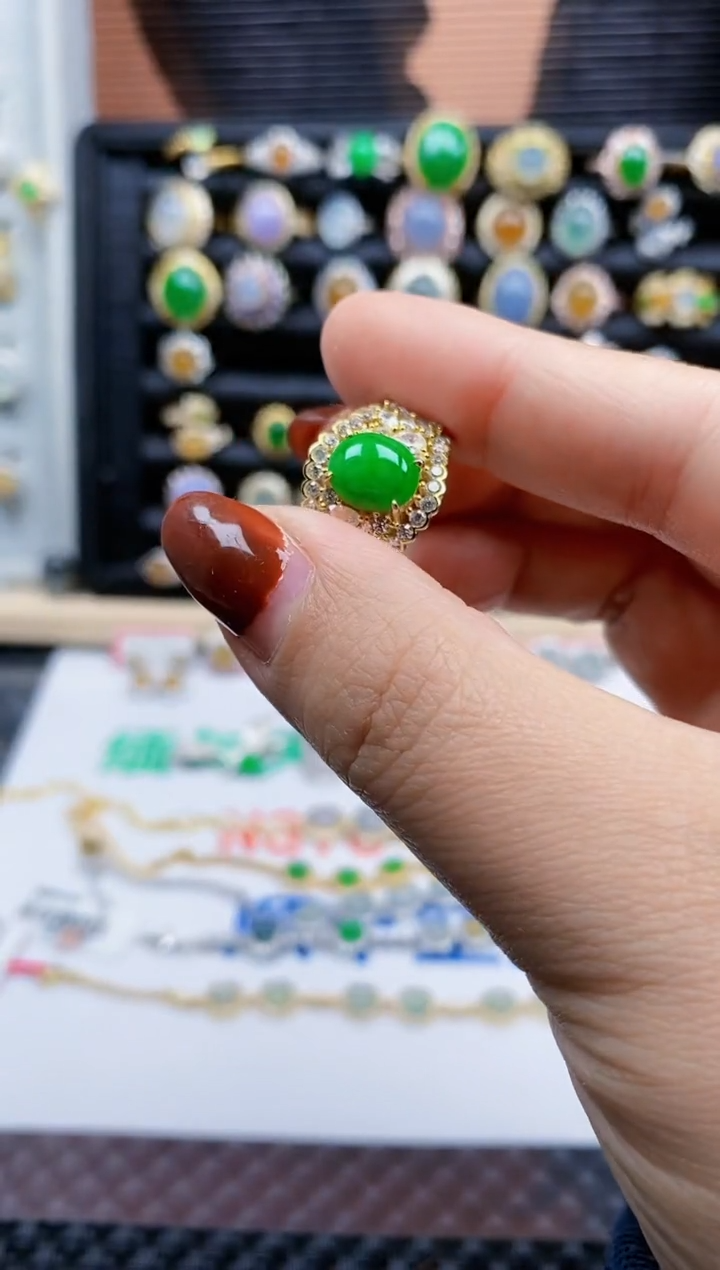 银S925镶嵌戒指翡翠73