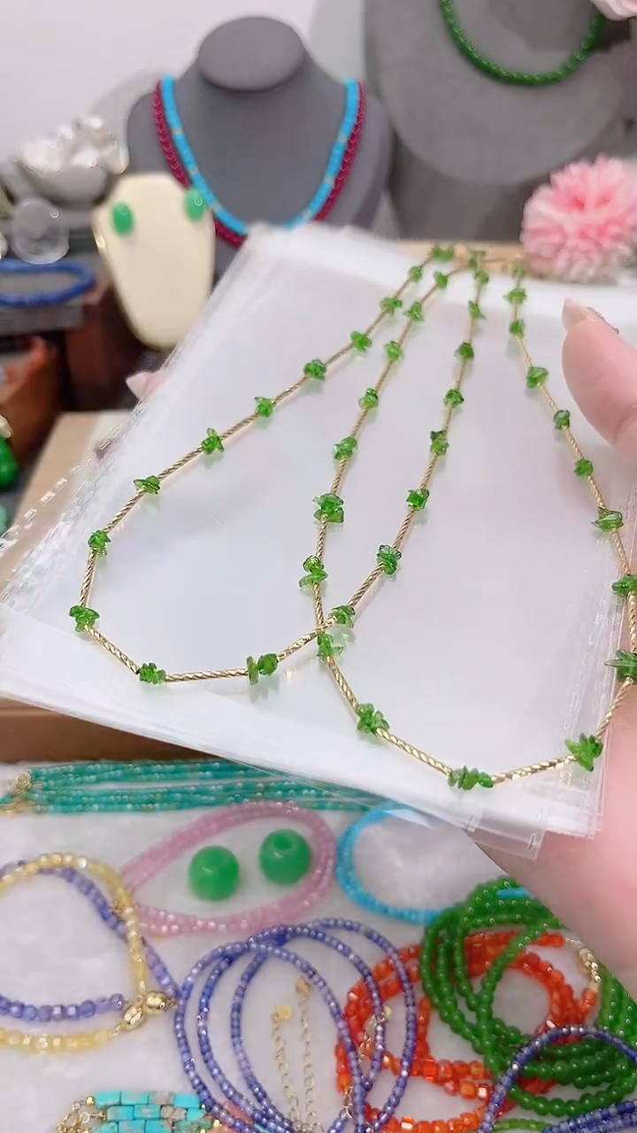 银S925镶嵌透辉石项链满天星52