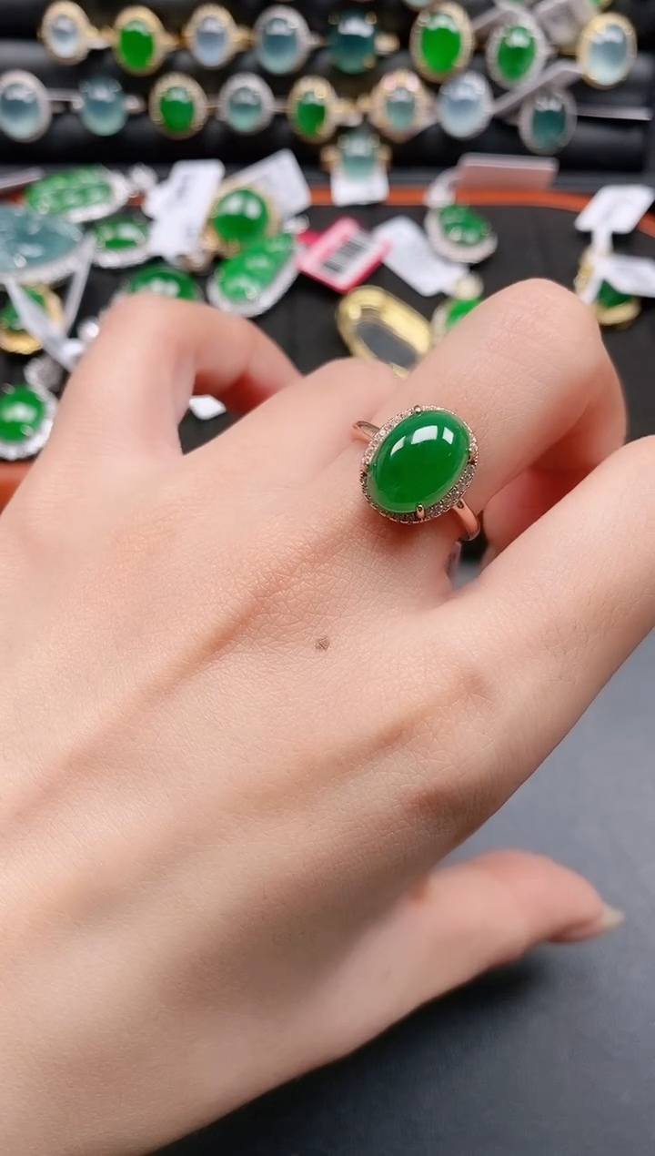 银S925镶嵌戒指翡翠111