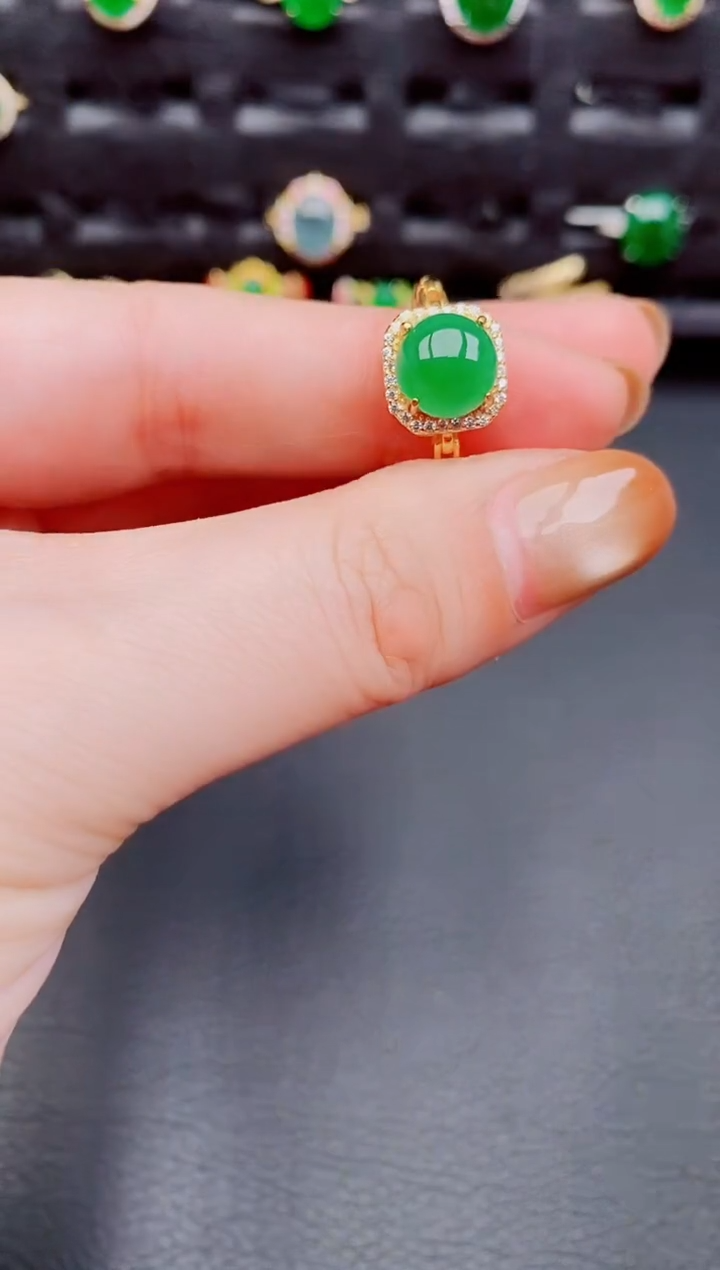 【闪购商品】翡翠戒指银S925镶嵌天然a货翡翠178