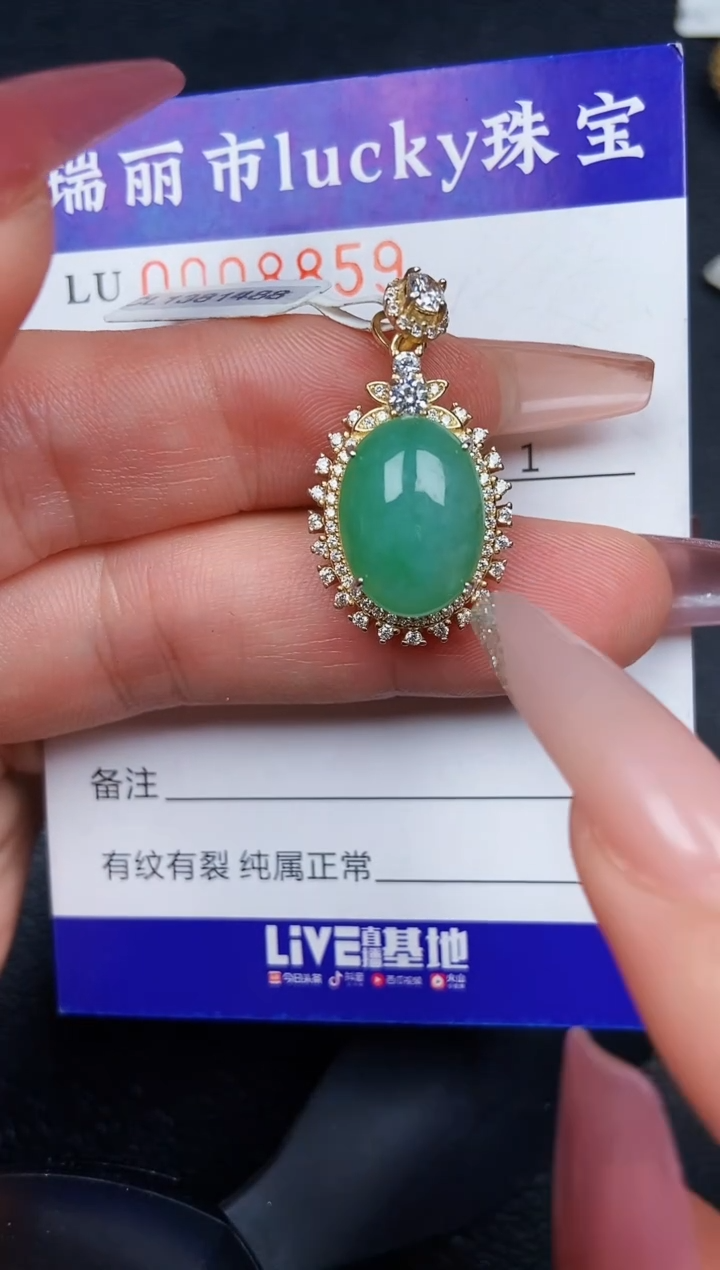 翡翠银S925镶嵌颈饰8859