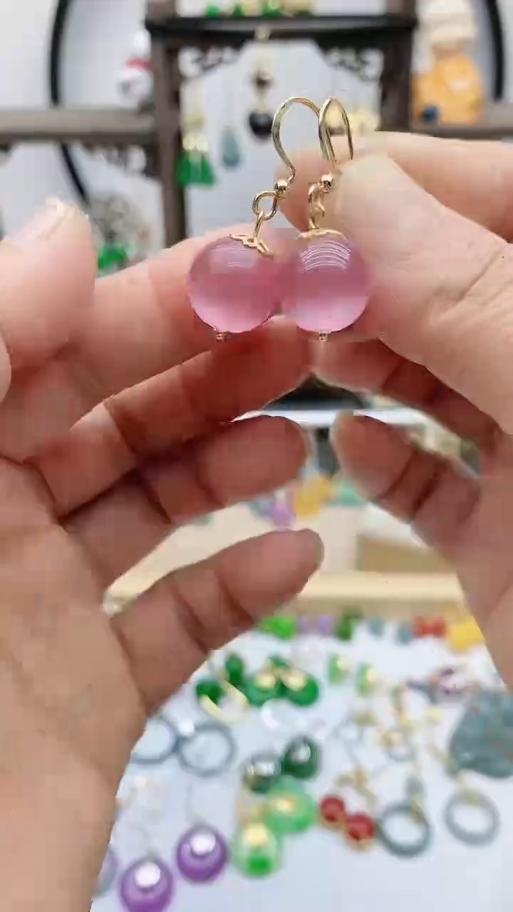 未镶嵌变石猫眼耳饰26