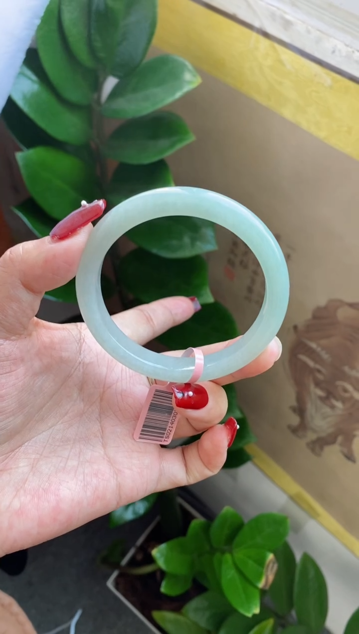 【闪购商品】翡翠手镯未镶嵌（高货冰胶窄版晴水绿）7号