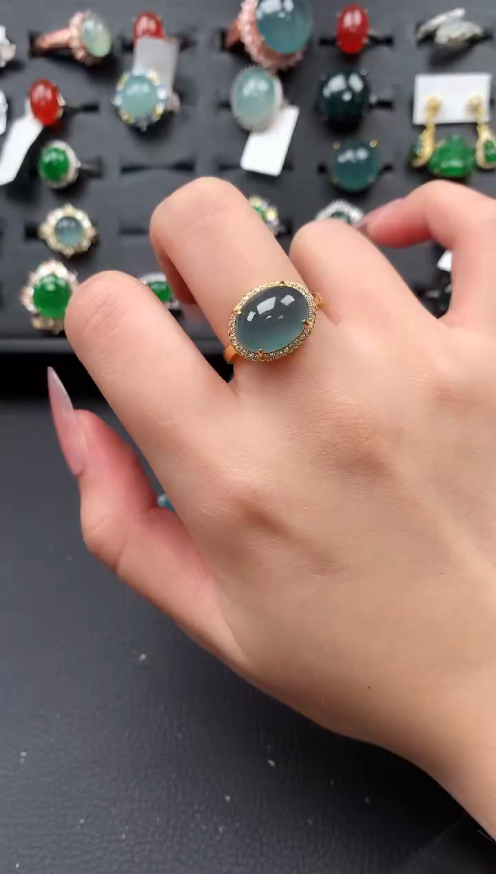 【闪购商品】翡翠戒指银S925镶嵌5214
