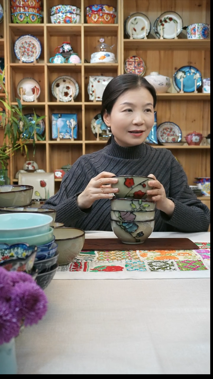 瓷片小可高温瓷4个米饭碗