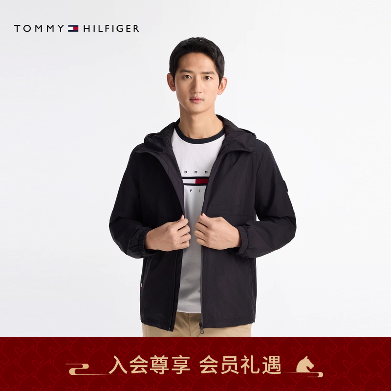 Tommy25春夏男装防风防水潮流休闲运动户外连帽软壳夹克外套03666