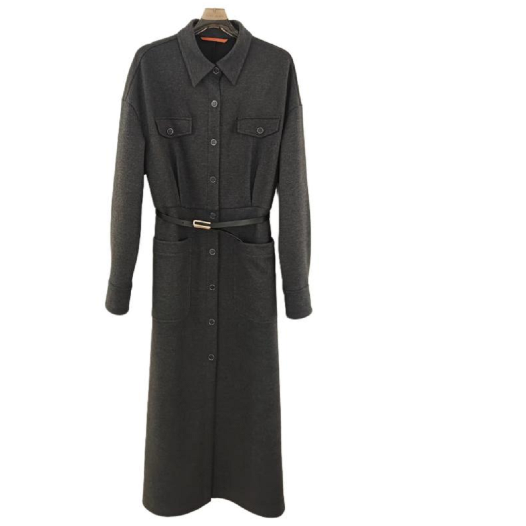 【NINI ICON商场同款清仓】秋冬灰色气质连衣裙09301A