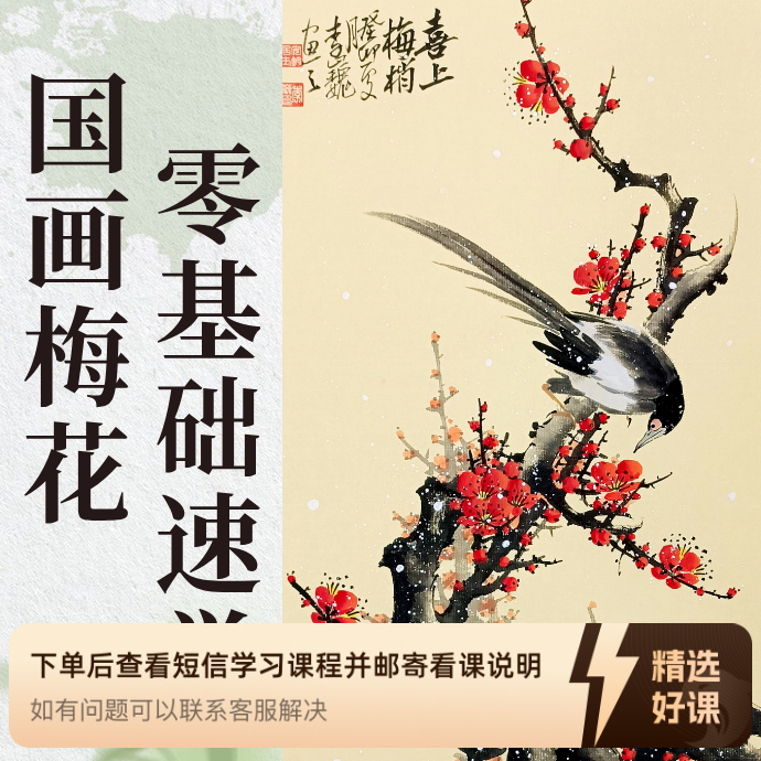 零基础快速学国画梅花（留意短信解锁课程）