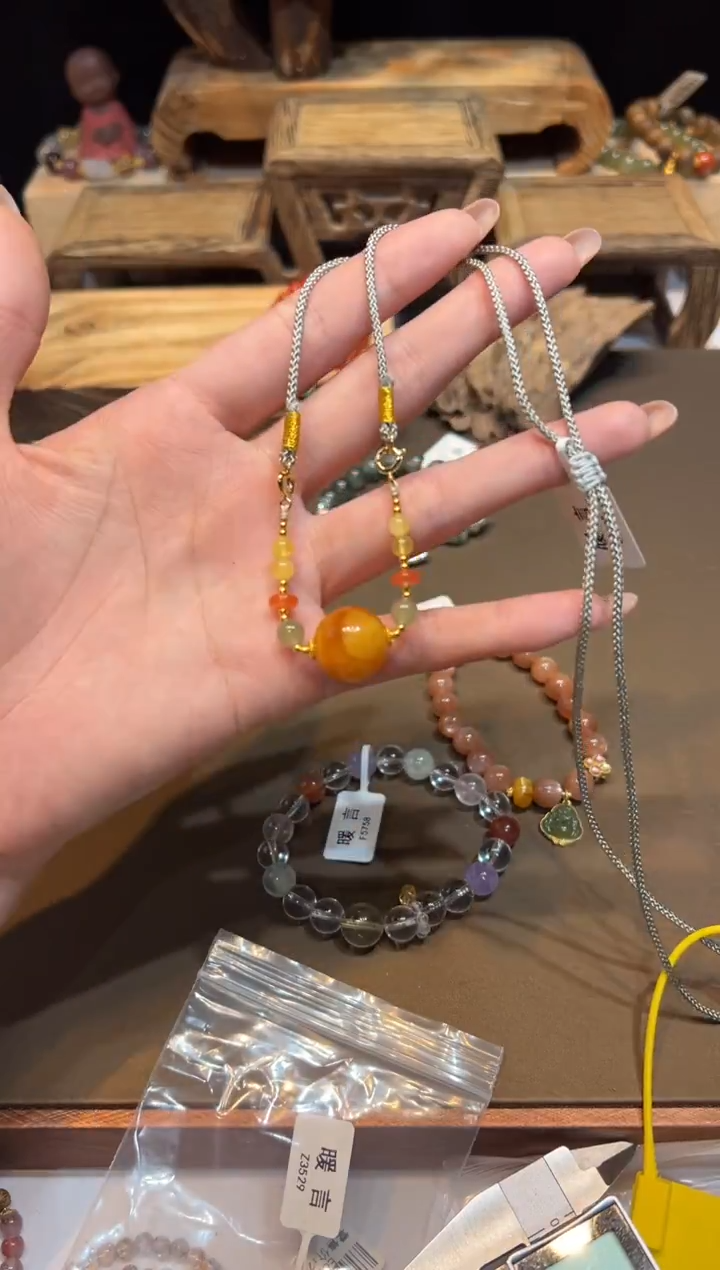 琥珀颈饰未镶嵌手饰@@