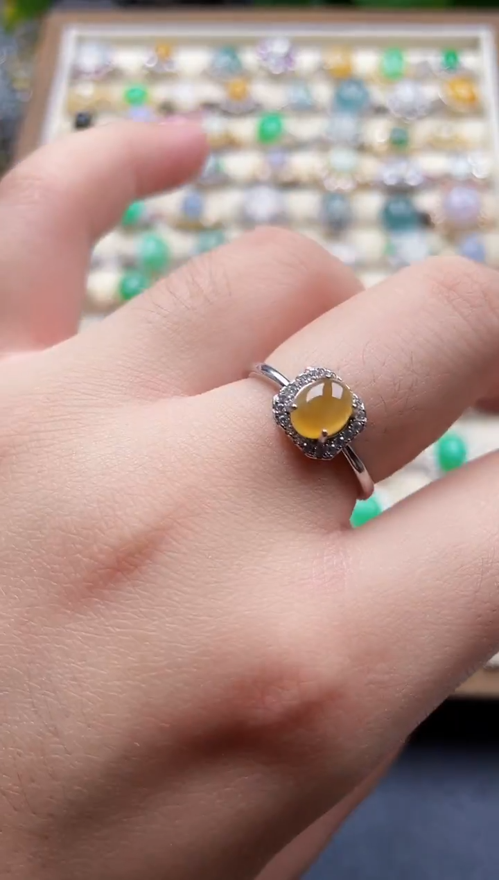 银S925镶嵌戒指翡翠1