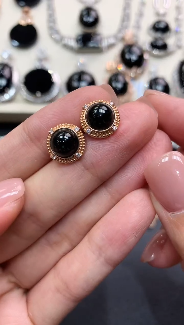 【闪购商品】翡翠耳饰18K金镶嵌q25无鉴赏