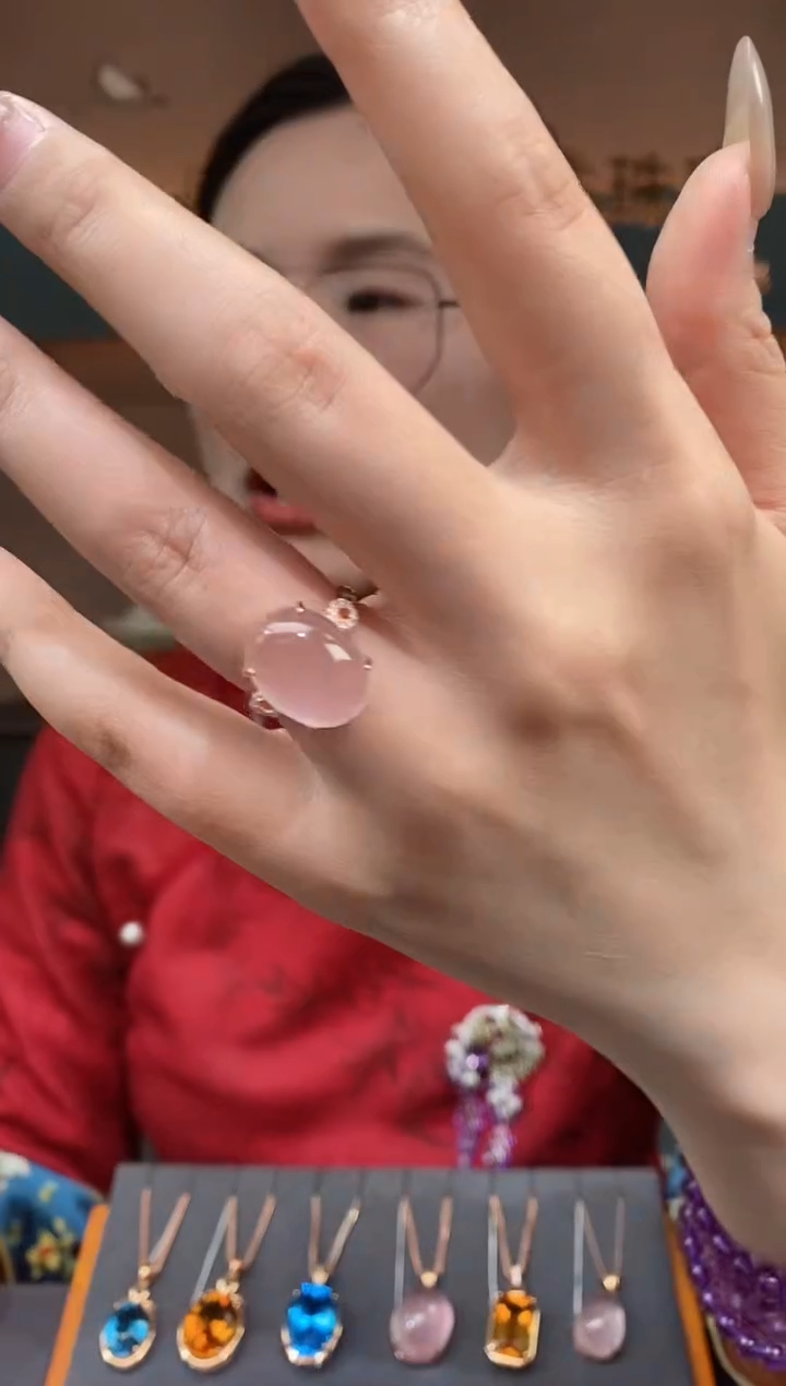 【闪购商品】芙蓉石戒指银S925镶嵌芙蓉石戒指 13#