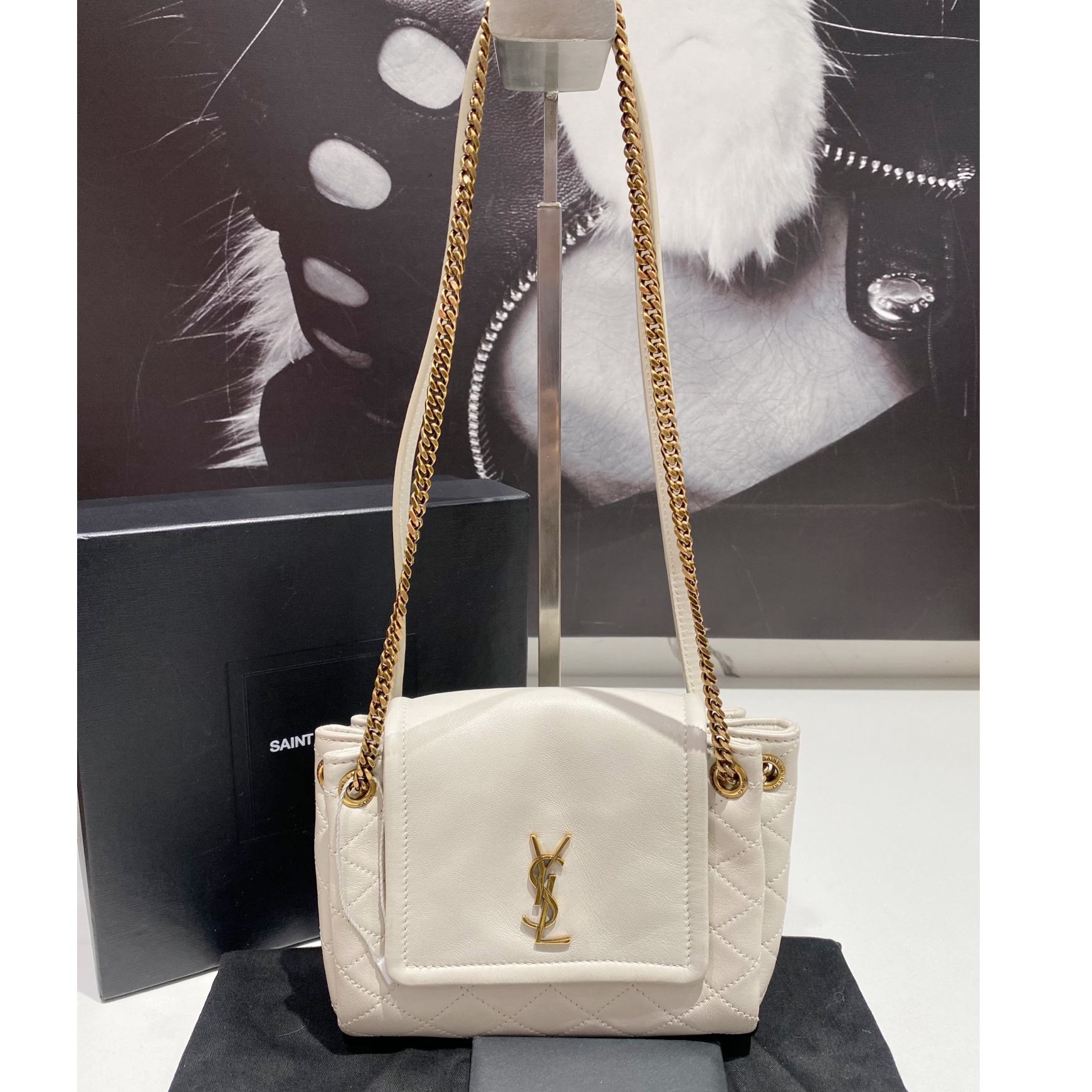 99新 YSL/圣罗兰 YSL  nolita  mini白色链条包 8010