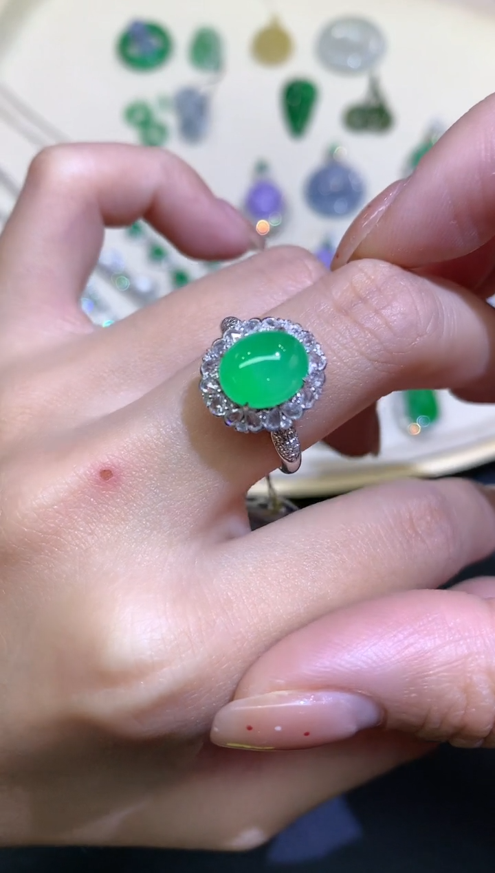 【闪购商品】翡翠戒指18K金镶嵌戒指A436|16800