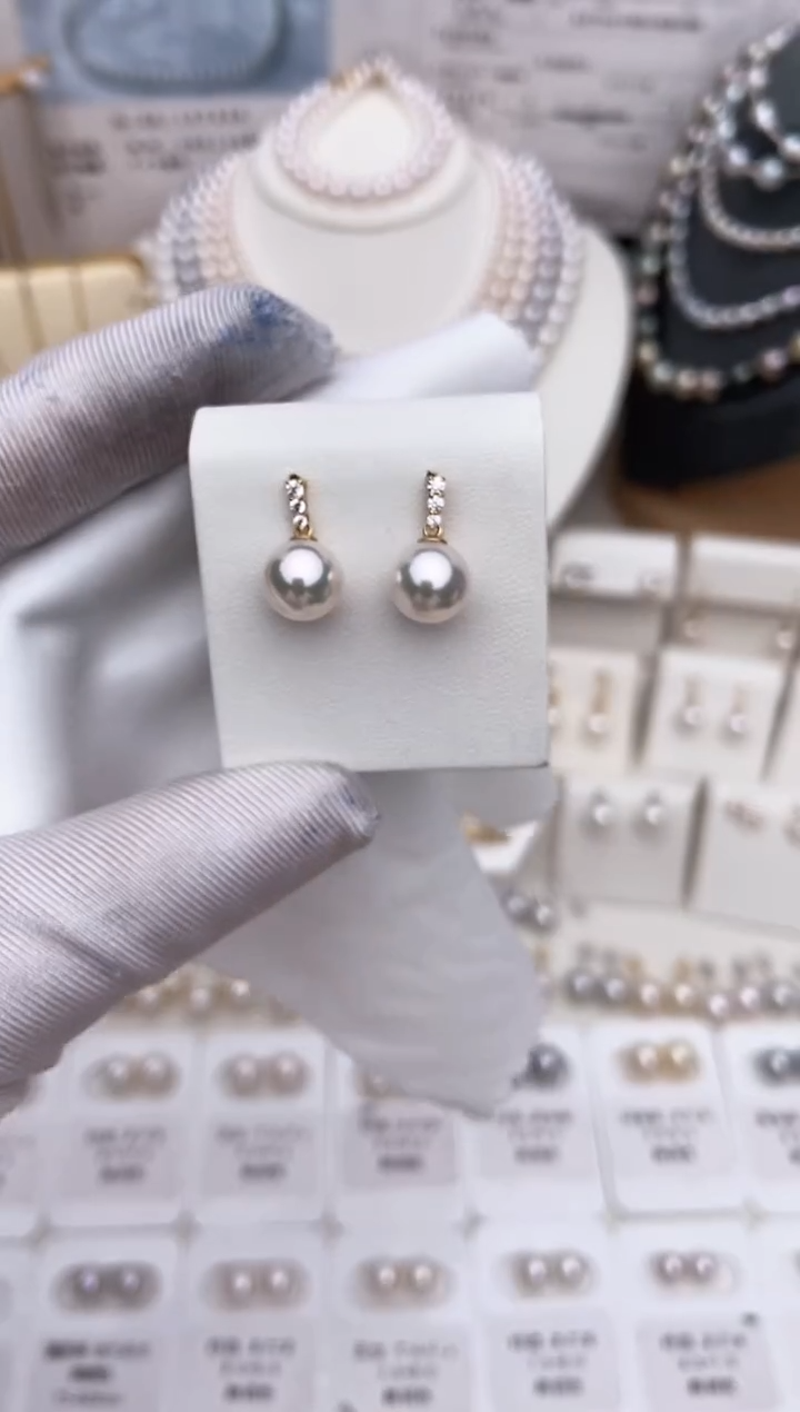 【闪购商品】海水珍珠耳饰18K金镶嵌天王嫂耳饰