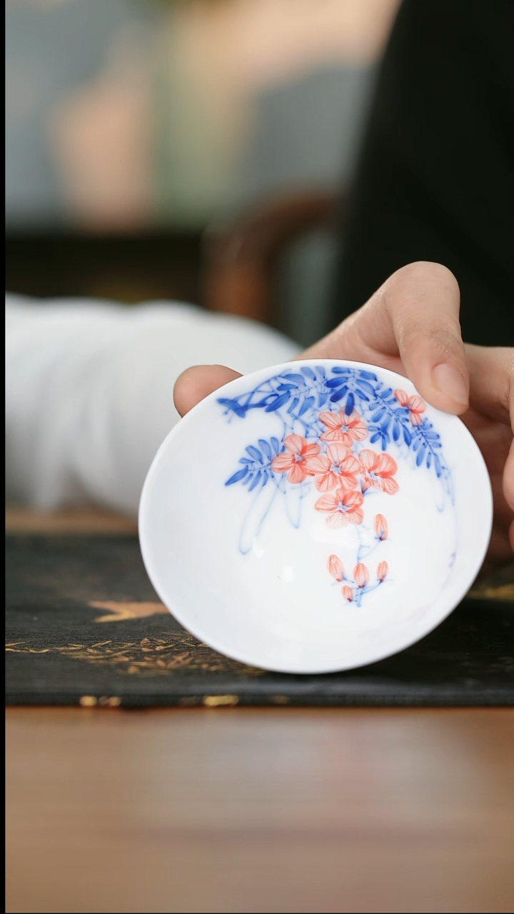 14-5手工手绘玲香花斗笠杯