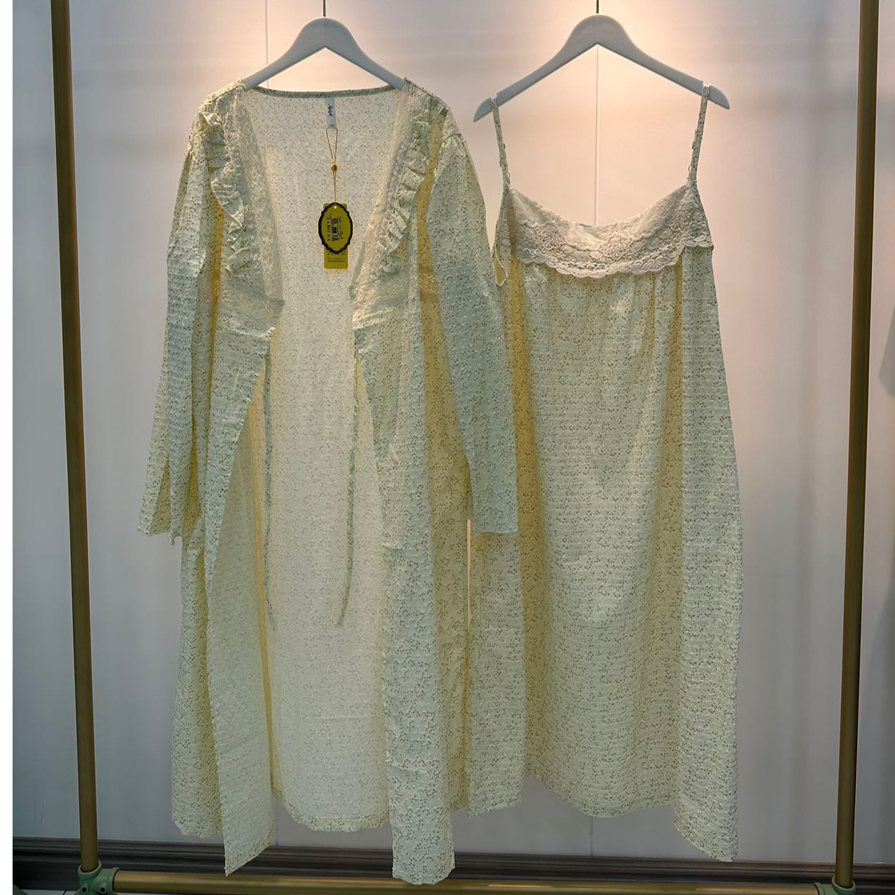 xarifa新款法式宫廷纯棉睡衣睡裙吊带裙加外搭甜美宽松舒适25768