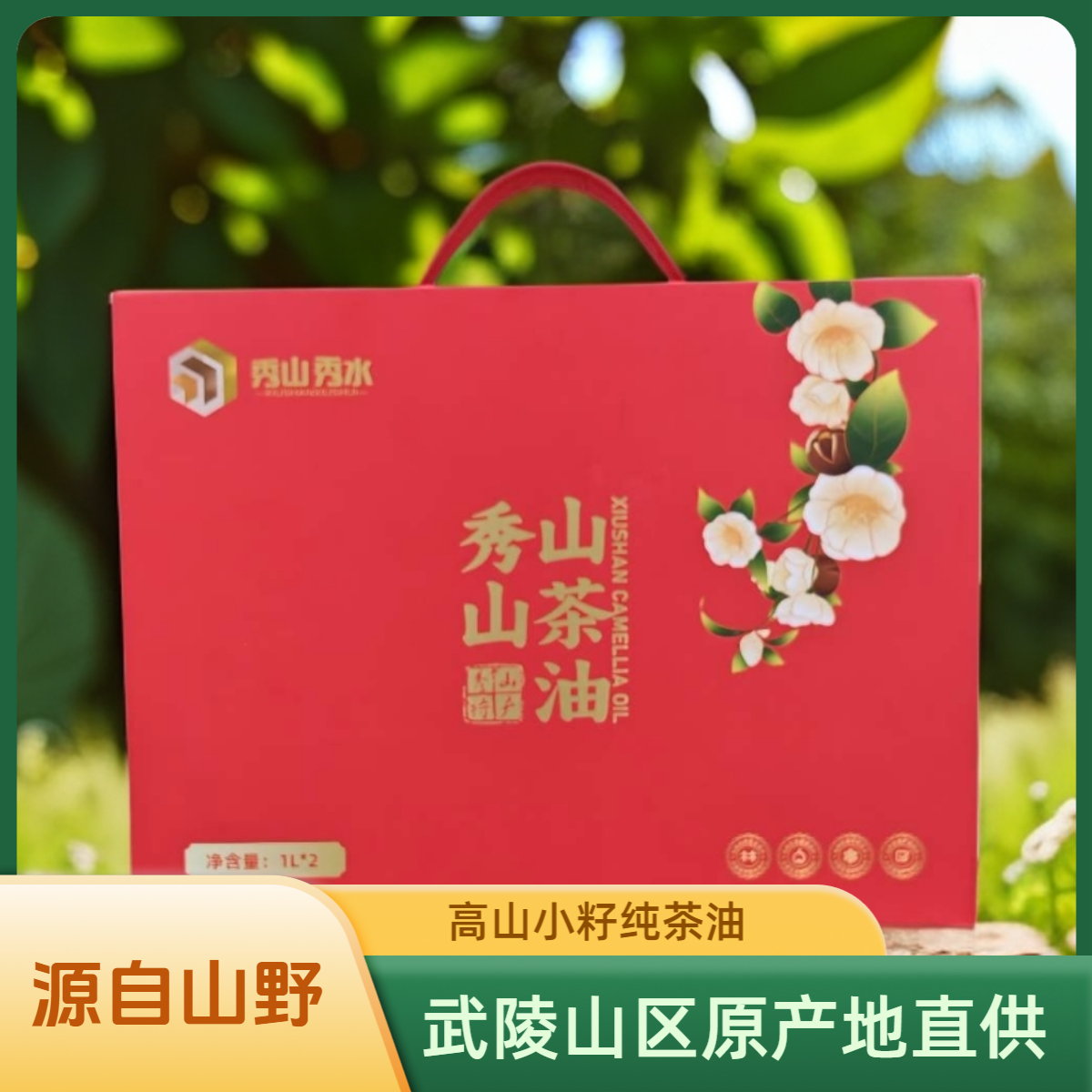 【国企】纯山茶油低温压榨1L*2红色礼盒 送3瓶100ml山茶油共4斤6两