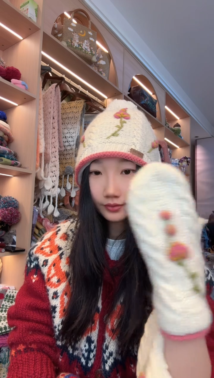 羊毛美利奴白色手套