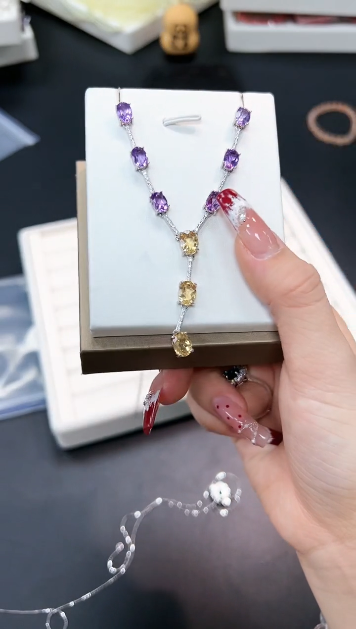 【闪购商品】水晶套链银S925镶嵌79g多样性发其一/1套