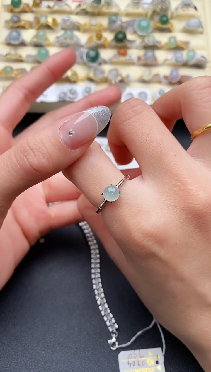 【闪购商品】翡翠戒指银S925镶嵌11111111+8