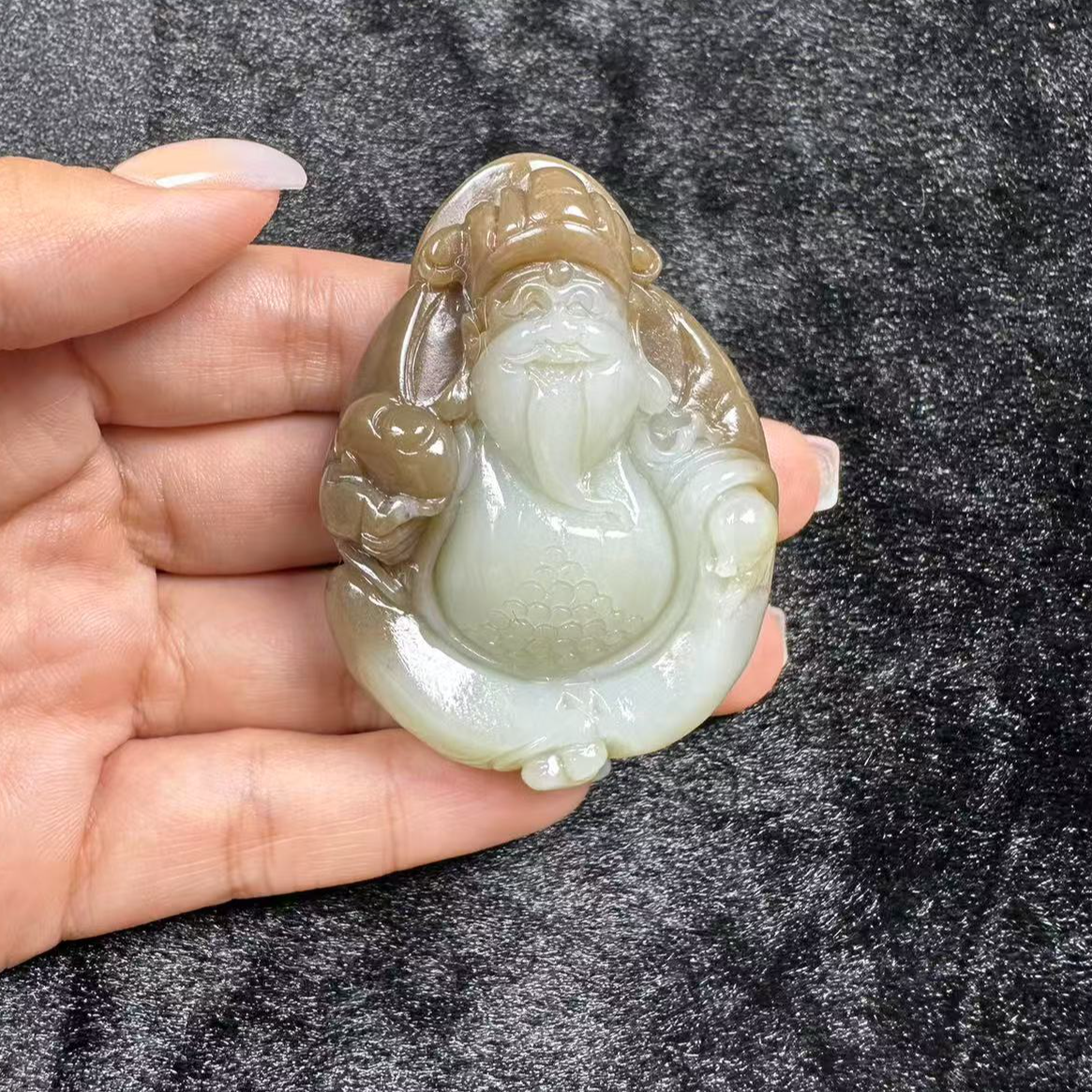 和田玉糖色财神挂件