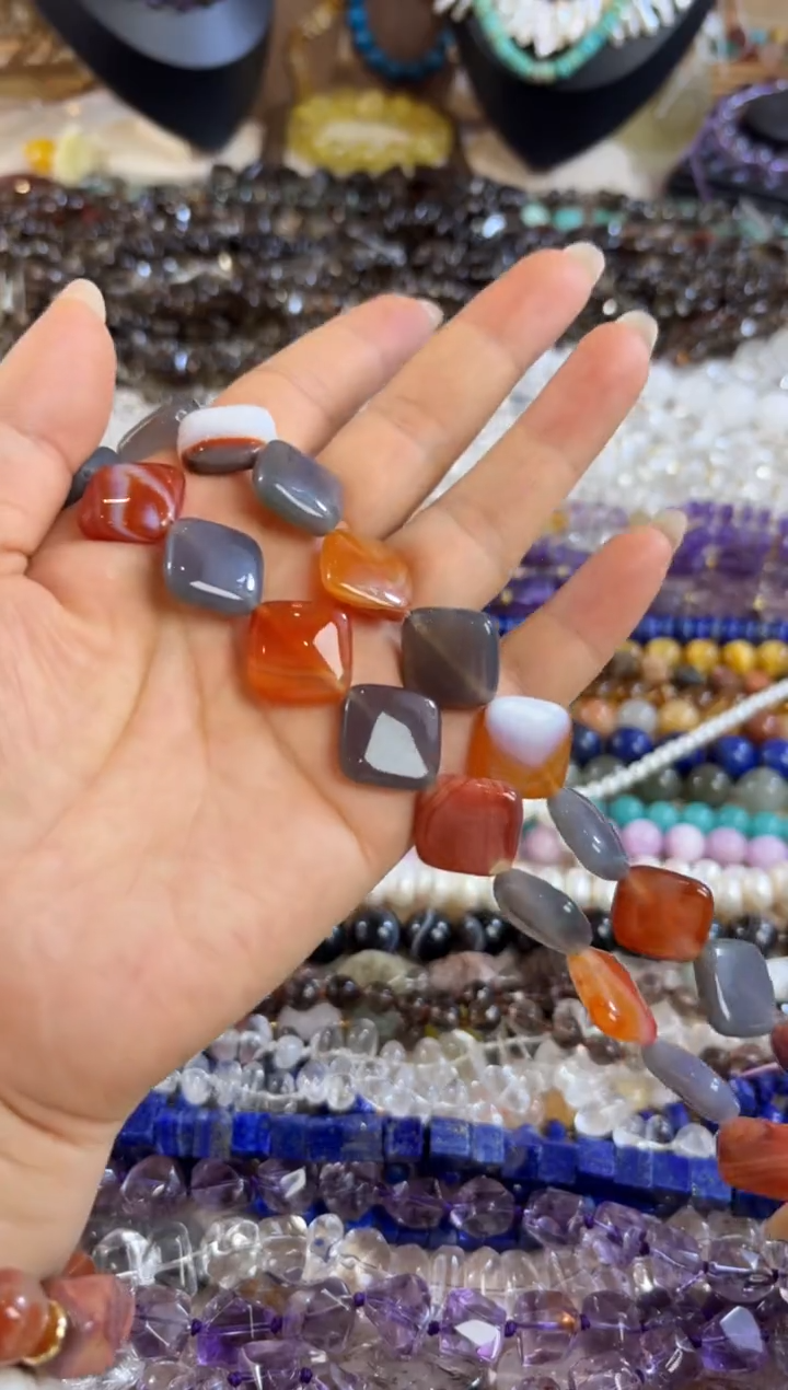 未镶嵌玛瑙/玉髓珠宝半成品多宝玛瑙斜方