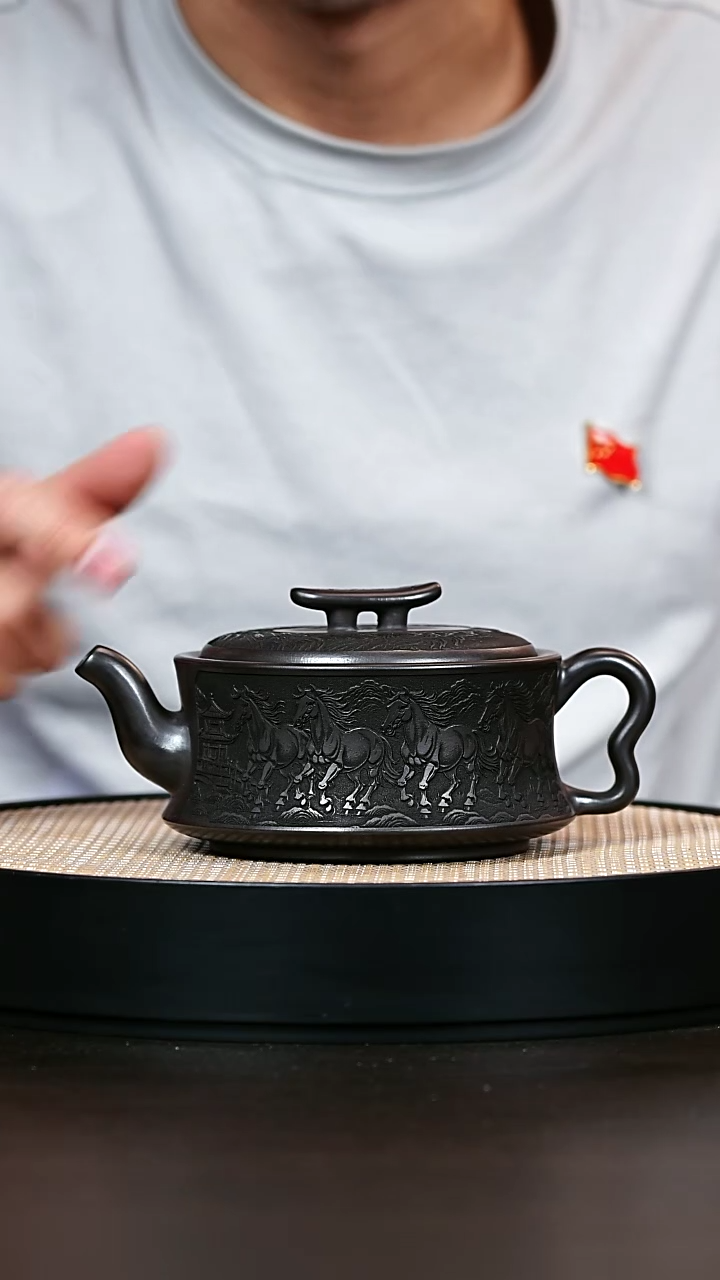 茶壶紫砂石黄金马玉堂 500cc